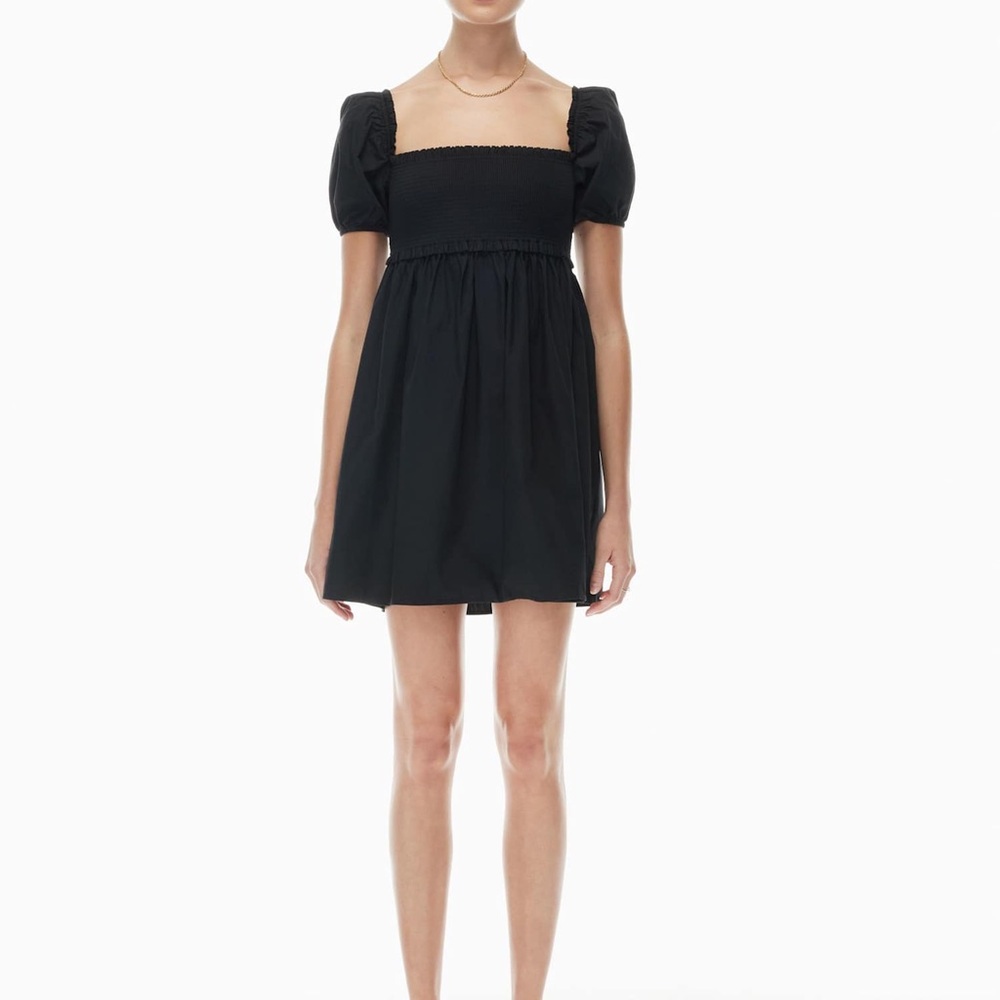 Aritzia Sunday Best Black Square Neck Mini Hadley Dress